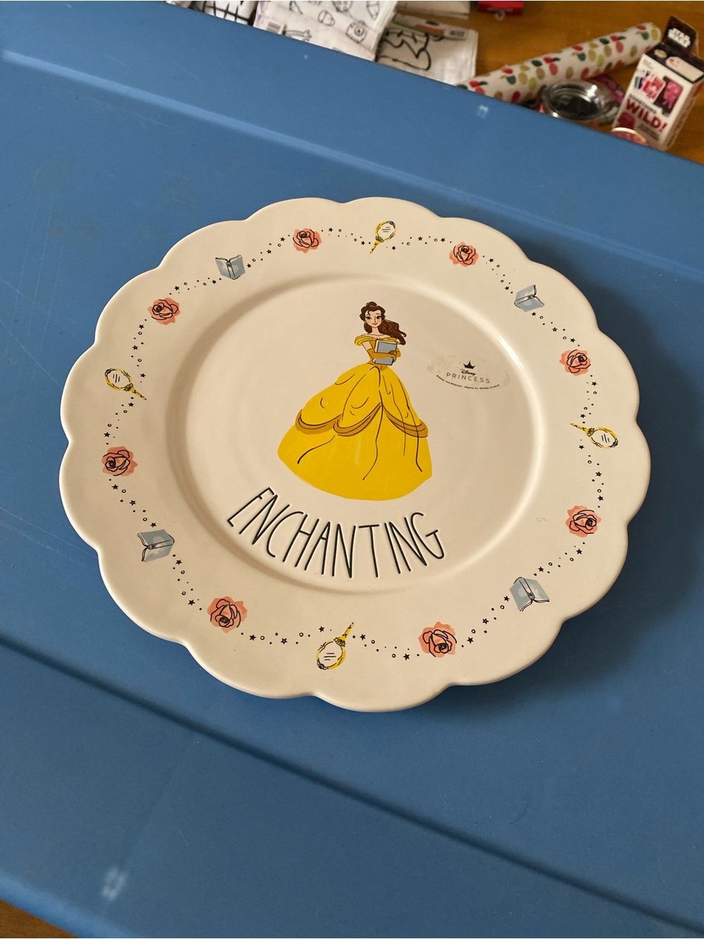 Enchanting Yellow Princess Scalloped Ceramic Dinner Plate